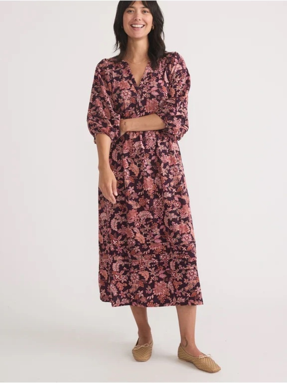 Marine Layer NWOT Lola Floral Midi Dress Sz Small